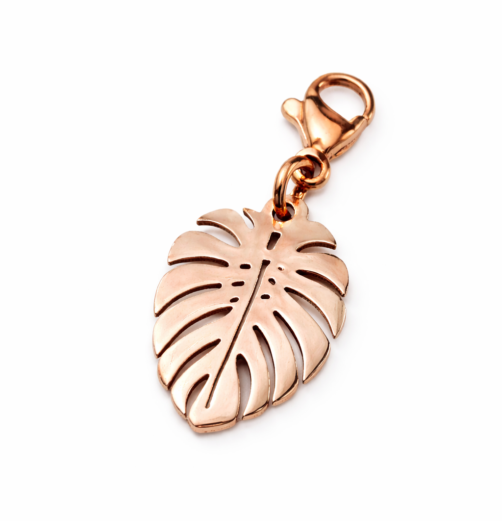 Ciondolo in acciaio rosato foglia firmato Vizio Gioielli