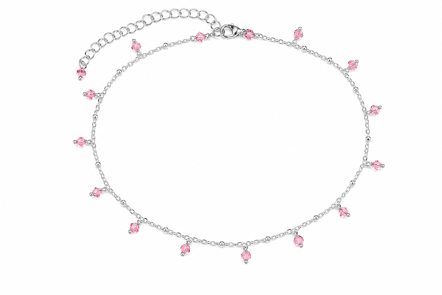 Girocollo Rosa Glitter – Collana in acciaio con cristalli Preciosa regolabile