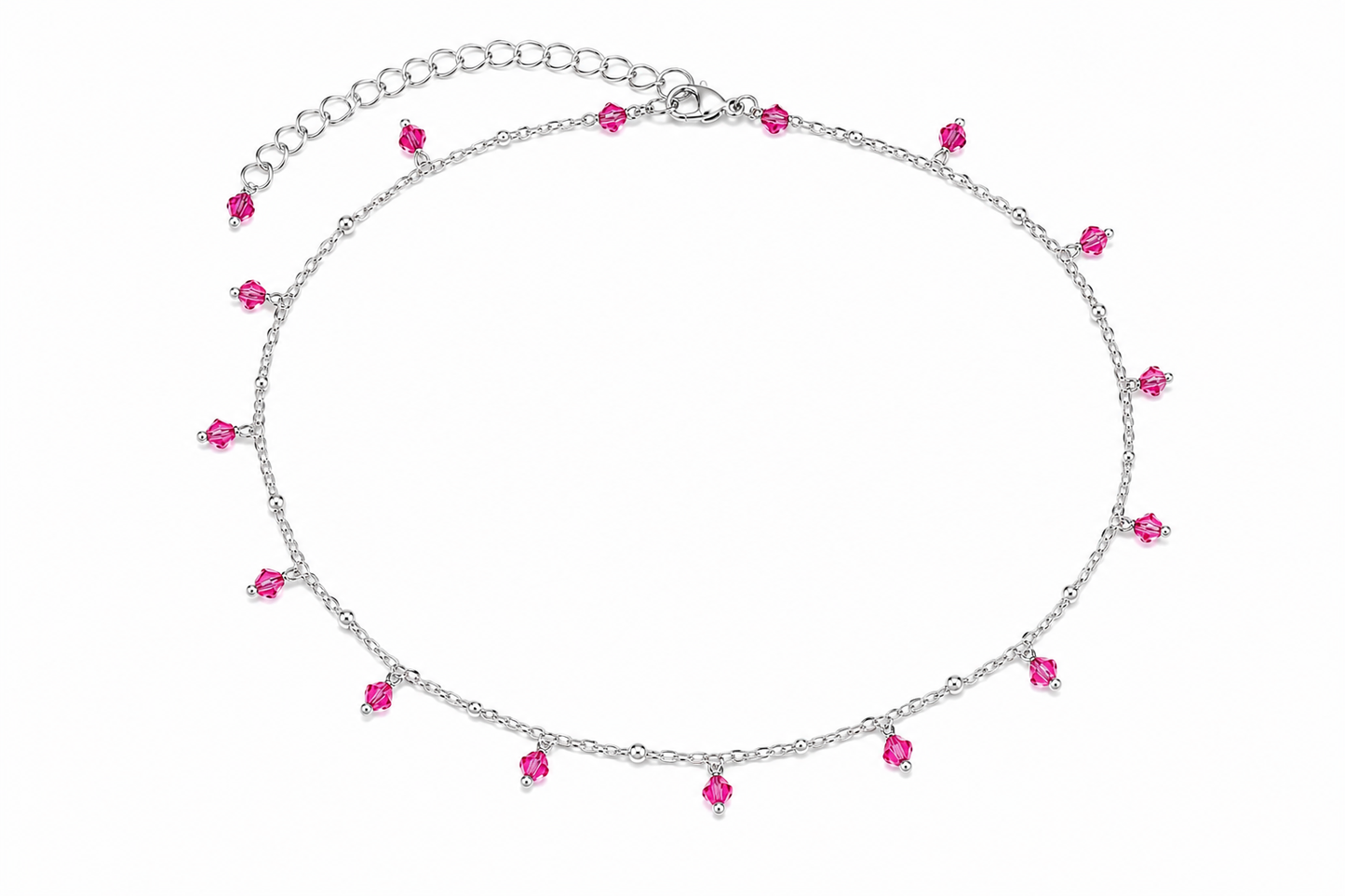 Girocollo Fucsia Glitter – Collana in acciaio con cristalli Preciosa