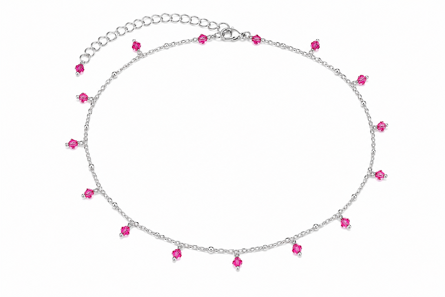 Girocollo Fucsia Glitter – Collana in acciaio con cristalli Preciosa