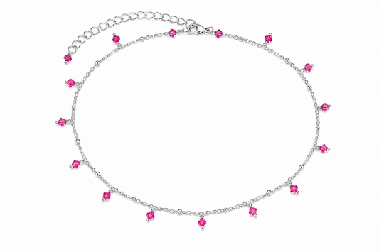 Girocollo Fucsia Glitter – Collana in acciaio con cristalli Preciosa