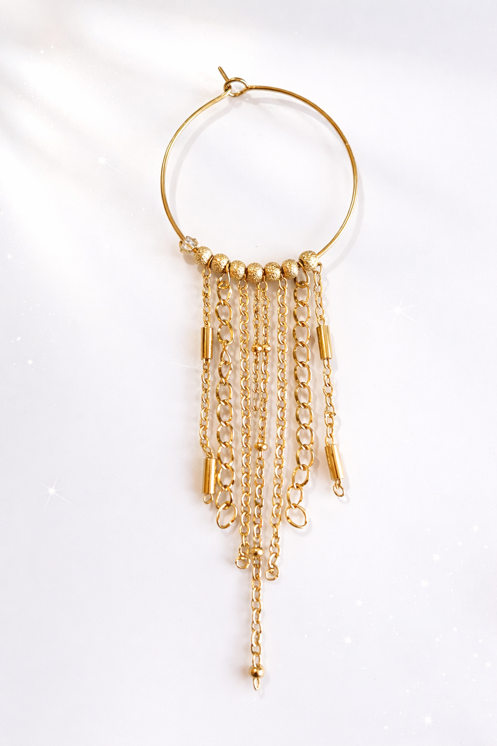 Mono Orecchino lungo in Acciaio dorato firmato Vizio Gioielli