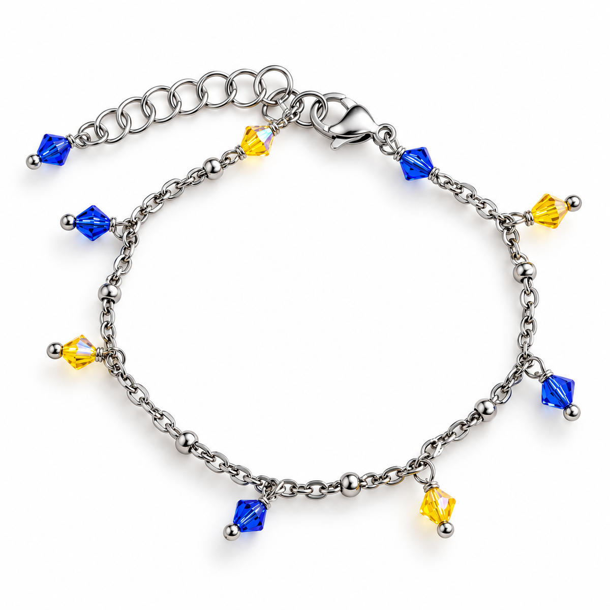 Bracciale in acciaio con cristalli blu e gialli Irvine – Vizio Gioielli
