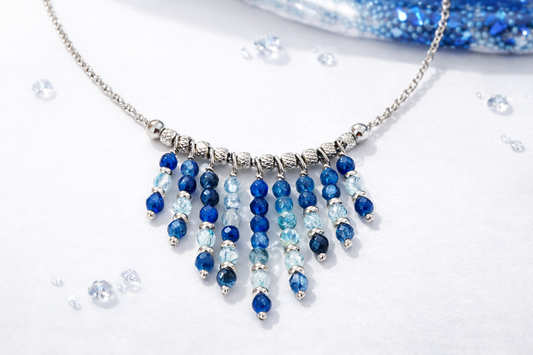 Girocollo in acciaio, acquamarina e kyanite Vizio Gioielli