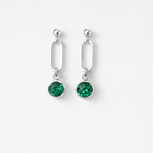 Orecchini in acciaio con cristalli verdi firmati Vizio Gioielli