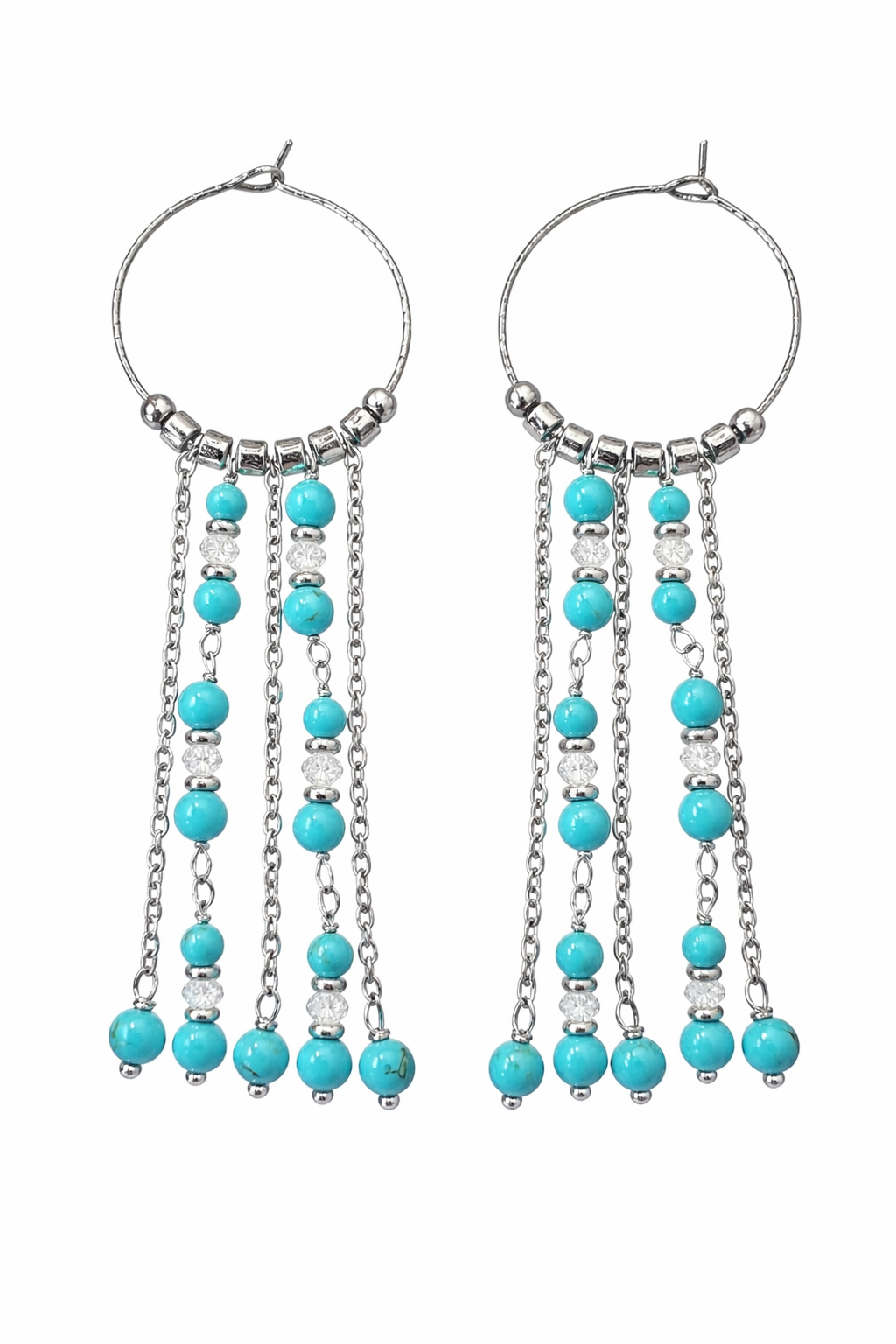 Orecchini in acciaio, howlite e zirconi firmati Vizio Gioielli