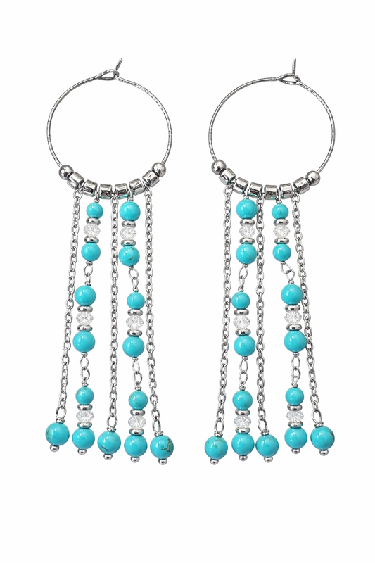 Orecchini in acciaio, howlite e zirconi firmati Vizio Gioielli