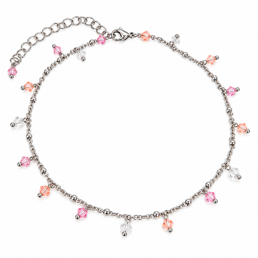 Girocollo California Sunrise in acciaio silver con cristalli crystal rosa e pesca
