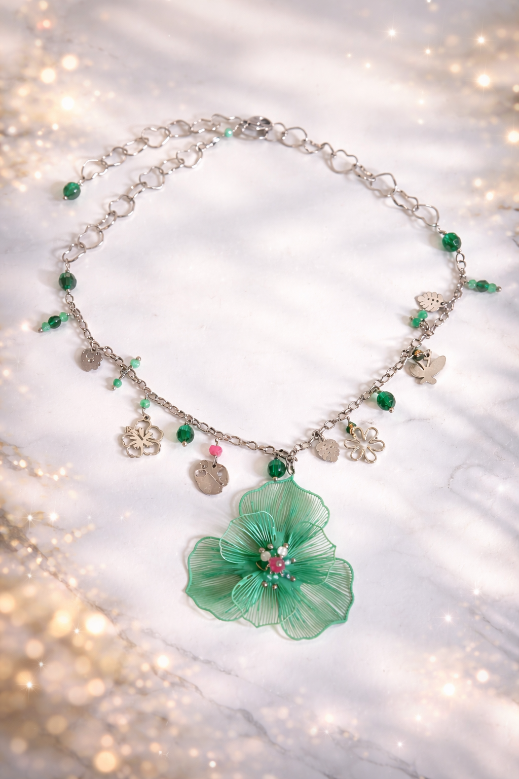 Collana Bloom – Fiore Incantato Verde firmata Vizio Gioielli
