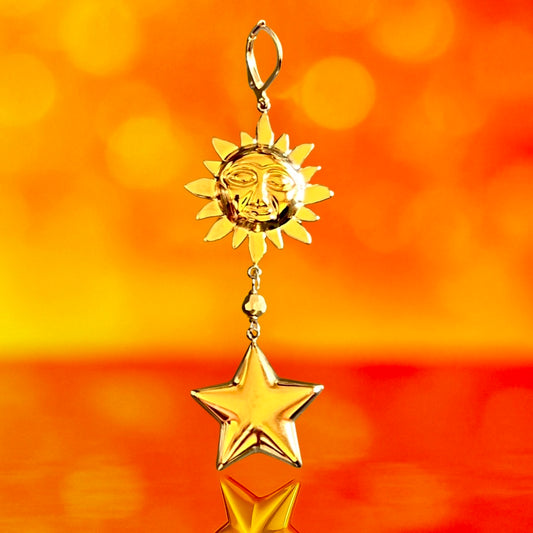 Mono orecchino in acciaio dorato