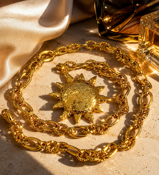 Collana Sun in Acciaio Dorato 50 cm