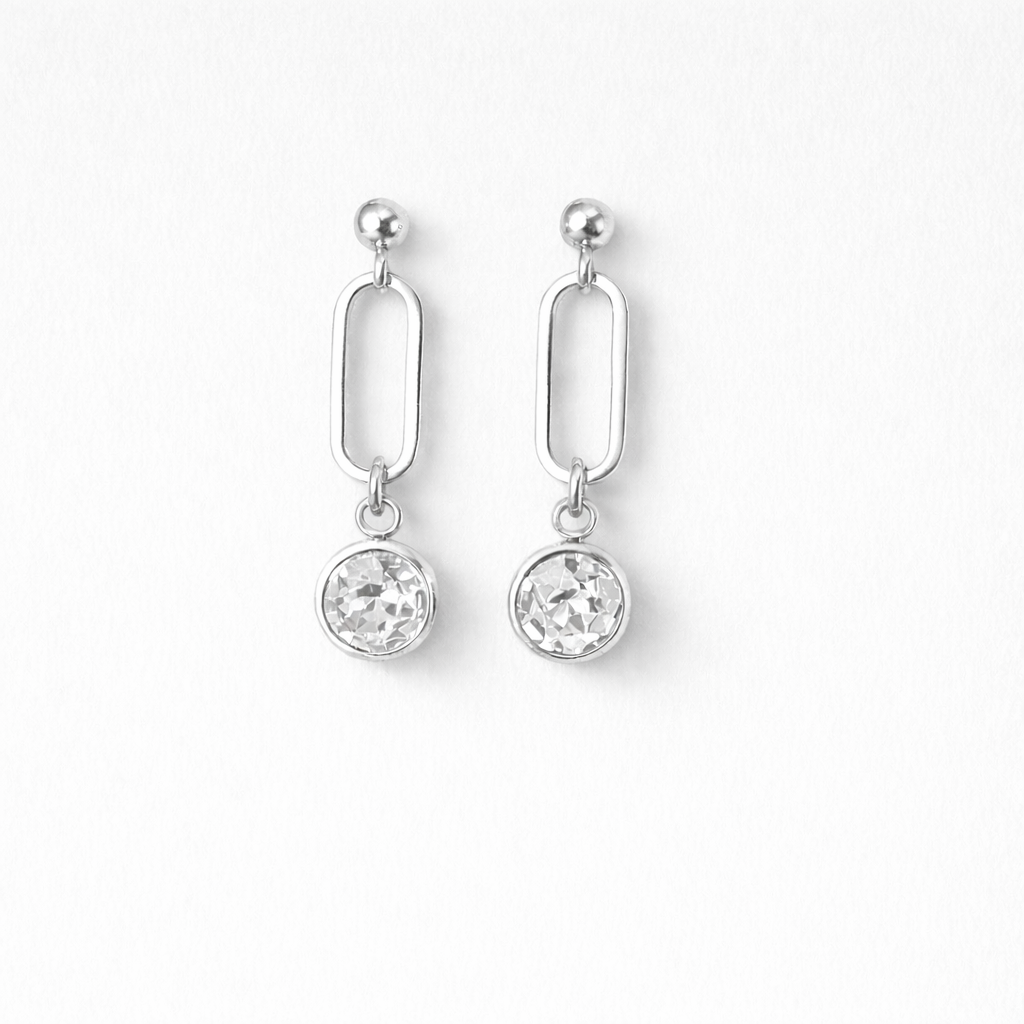 Orecchini in acciaio e cristalli firmati Vizio Gioielli