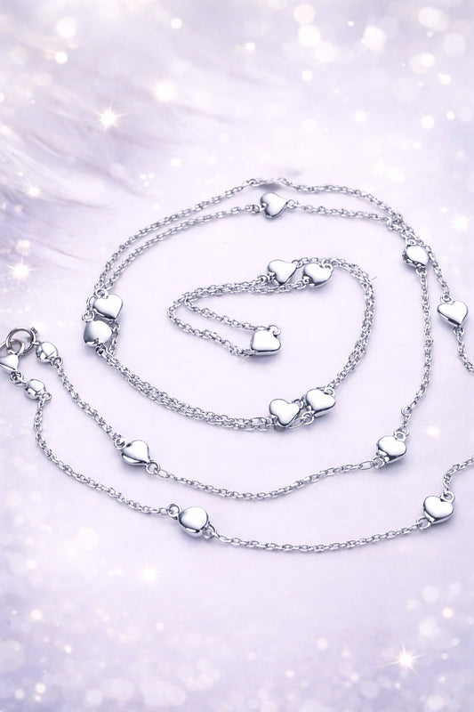 Collana lunga  in acciaio cuoricini firmata Vizio Gioielli