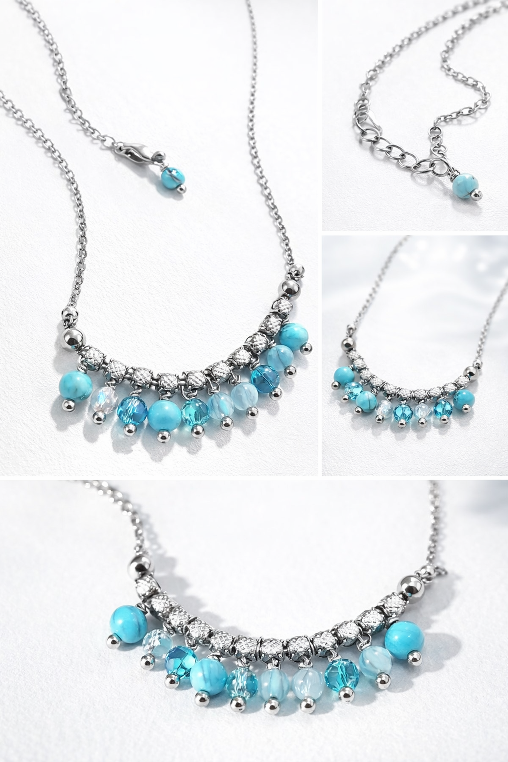 Girocollo in acciaio, howlite, cristalli e zirconi Vizio Gioielli