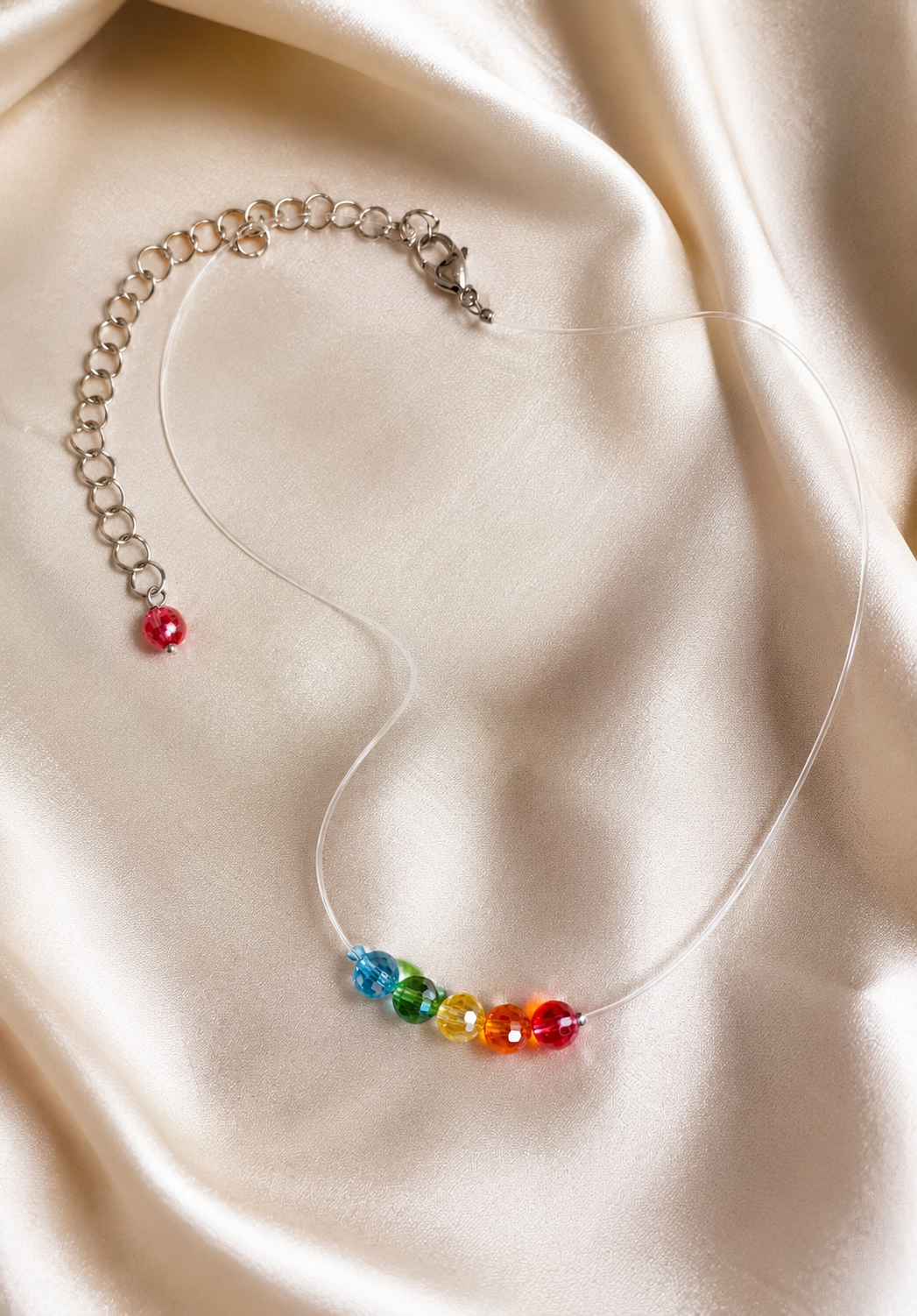 Girocollo Rainbow Arcobaleno Vivace in Vetro e Acciaio