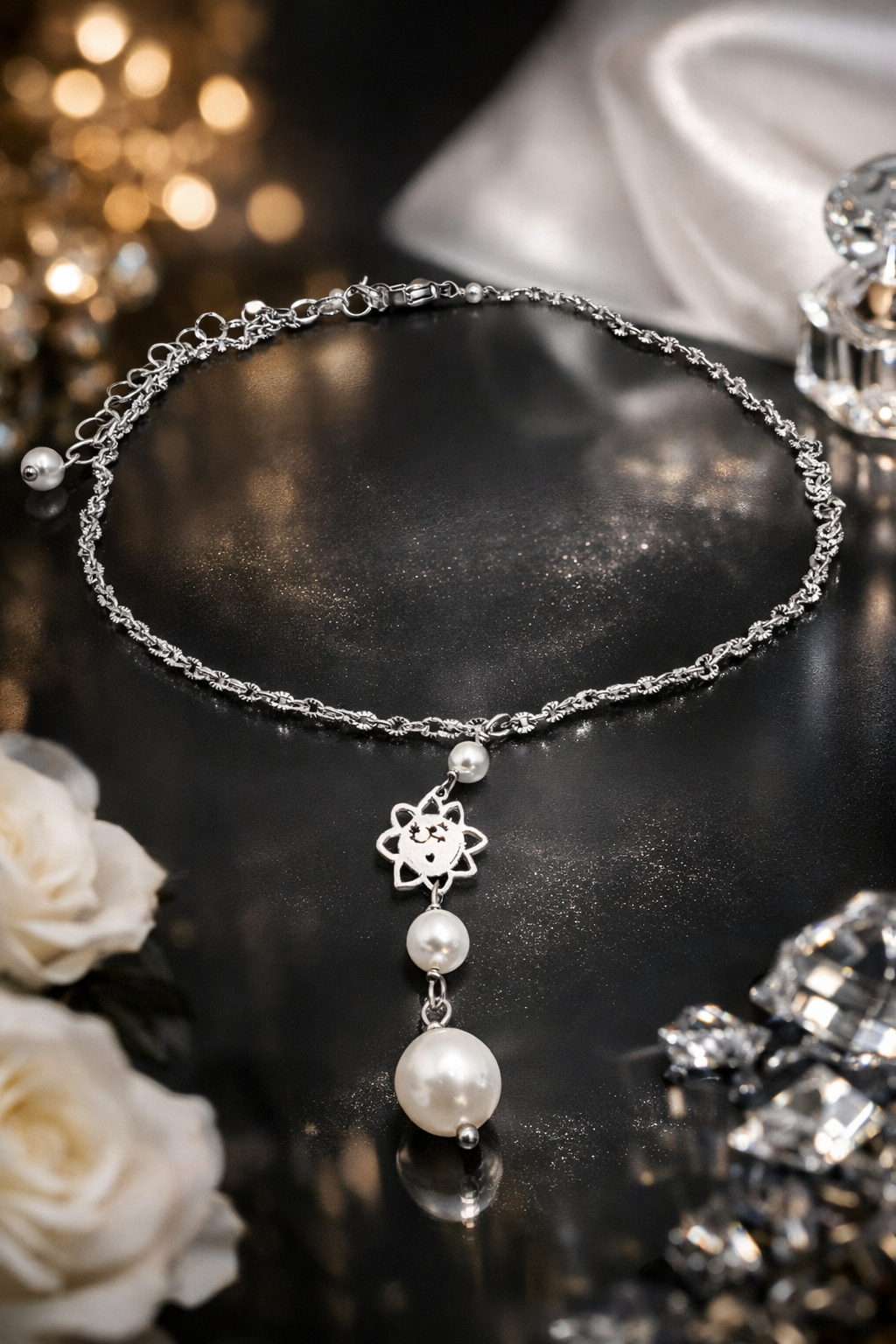 Girocollo in acciaio e perle di madreperla Vizio Gioielli