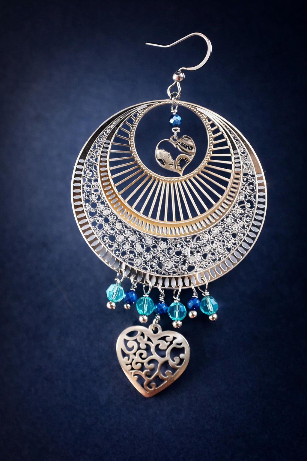 Mono Orecchino Ibiza Mandala blu firmato Vizio Gioielli