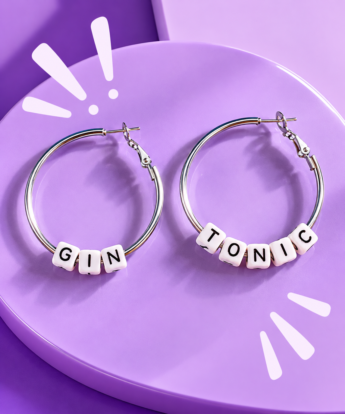 Orecchini a cerchio Gin & Tonic in acciaio silver color – Collezione Dillo! Vizio Gioielli