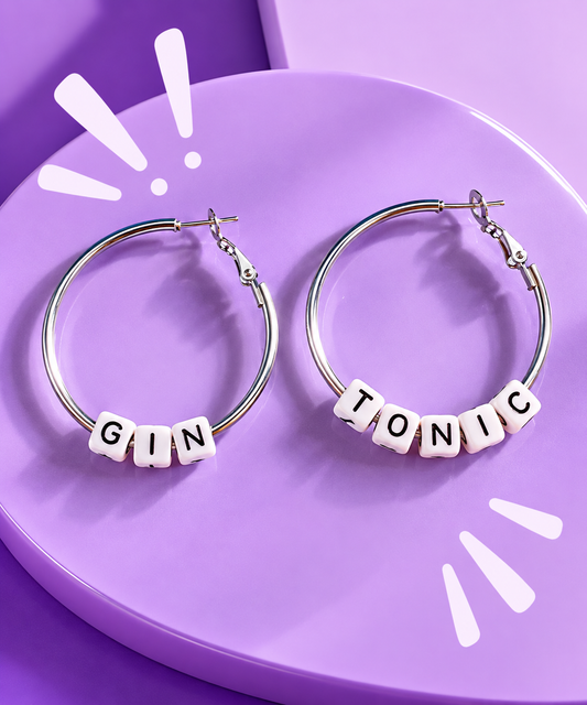 Orecchini a cerchio Gin & Tonic in acciaio silver color – Collezione Dillo! Vizio Gioielli