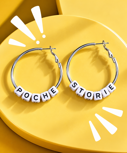 Orecchini a cerchio Poche Storie in acciaio silver color – Collezione Dillo! Vizio Gioielli