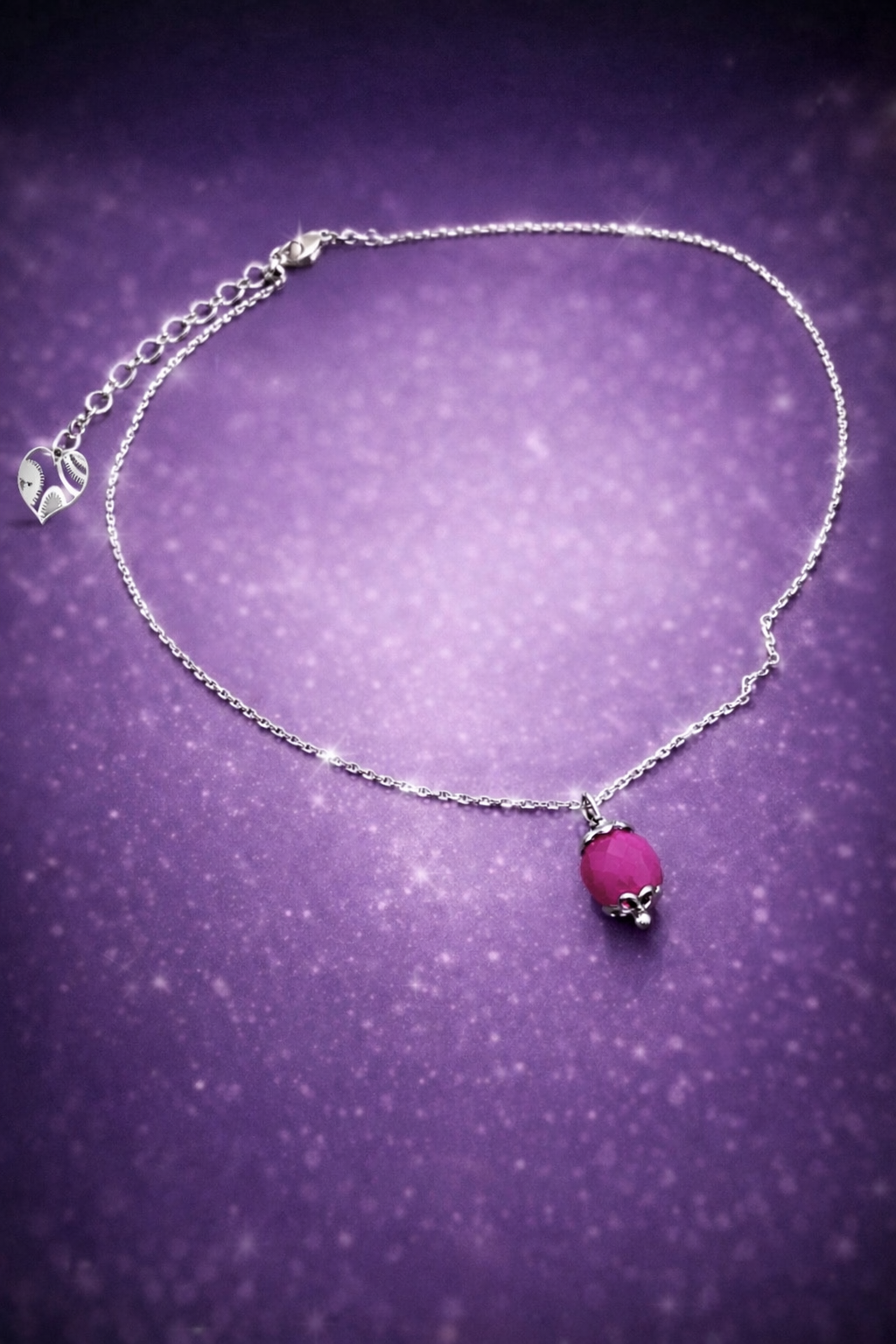 Girocollo in acciaio e corindoni rubini Vizio Gioielli