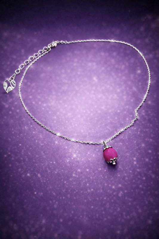 Girocollo in acciaio e corindoni rubini Vizio Gioielli