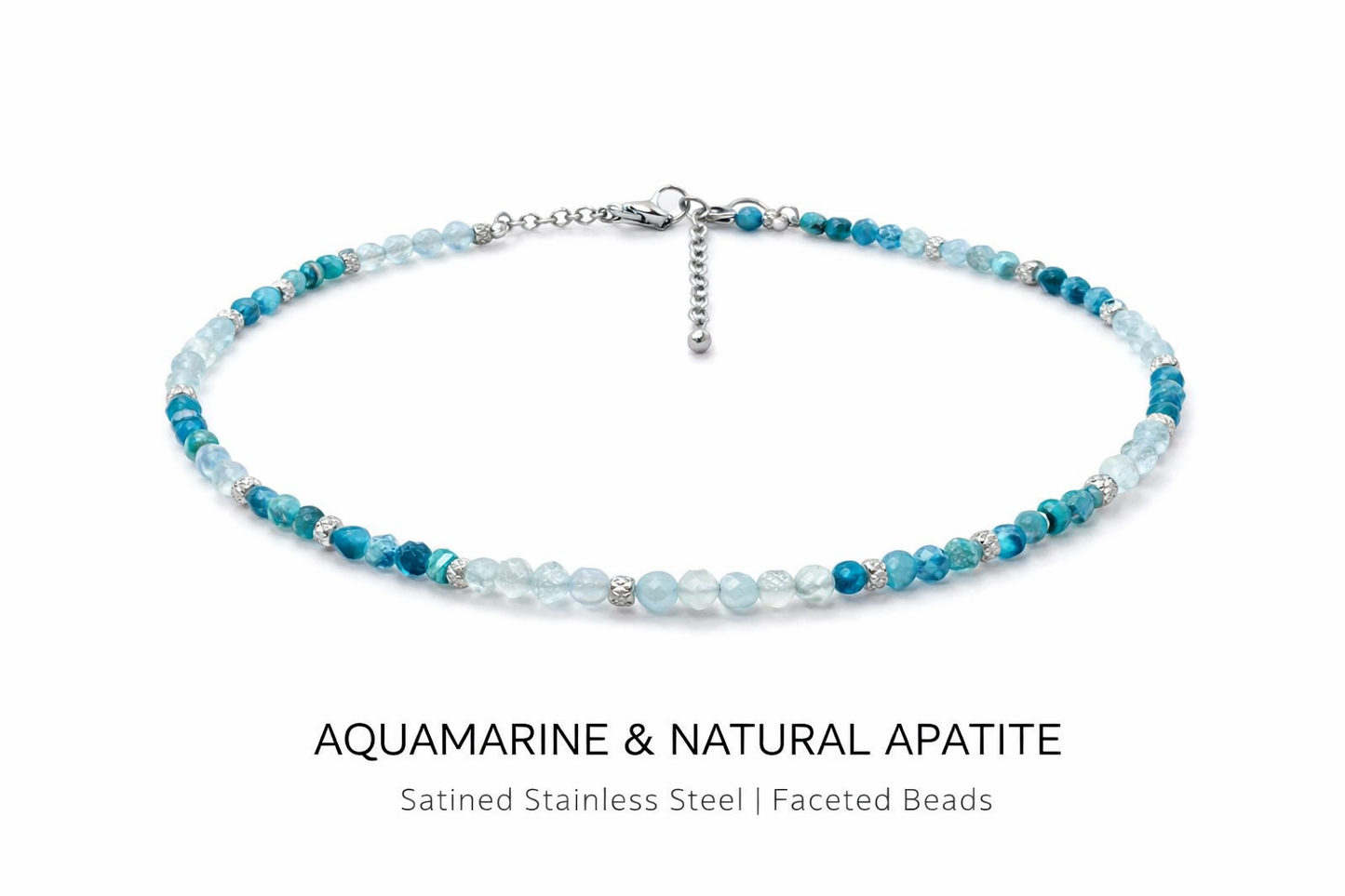 Girocollo in acciaio, acquamarine e apatite naturale Vizio Gioielli