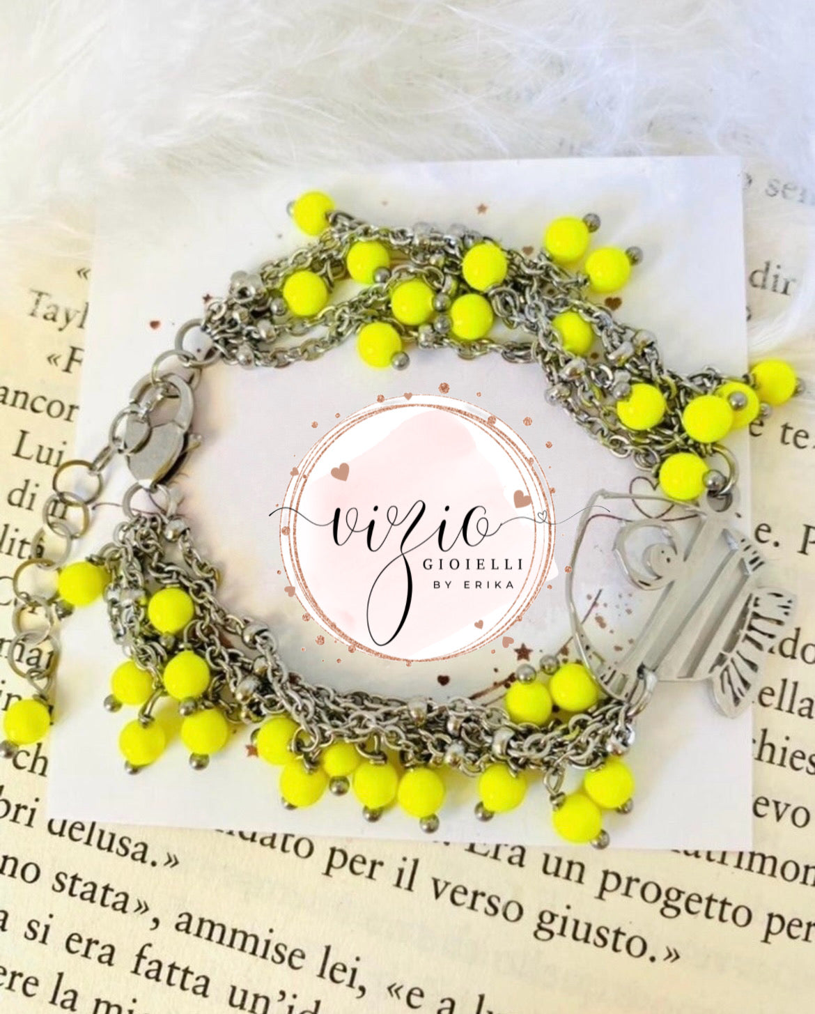 Bracciale in acciaio multi-strand giallo