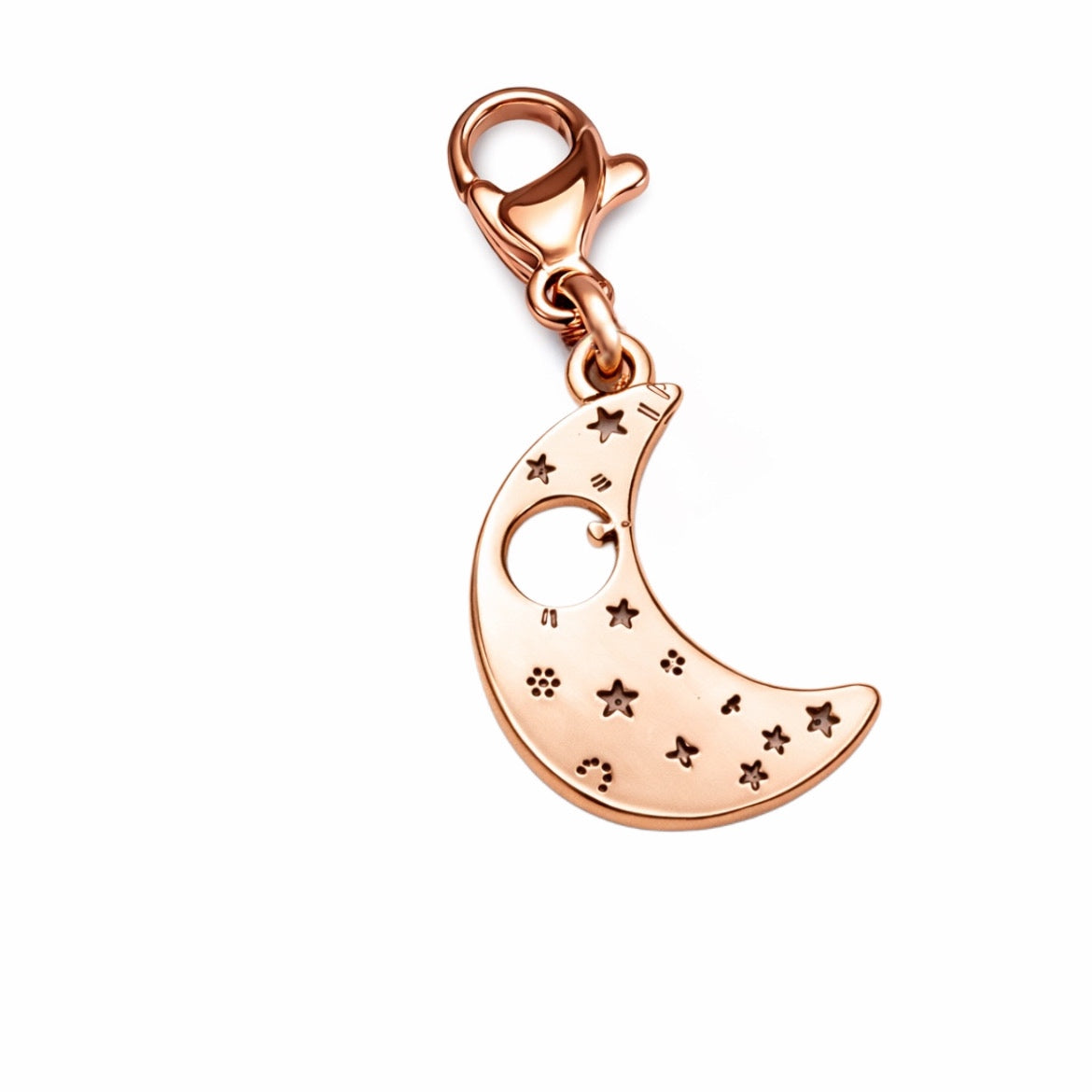 Ciondolo in acciaio rosato luna firmato Vizio Gioielli