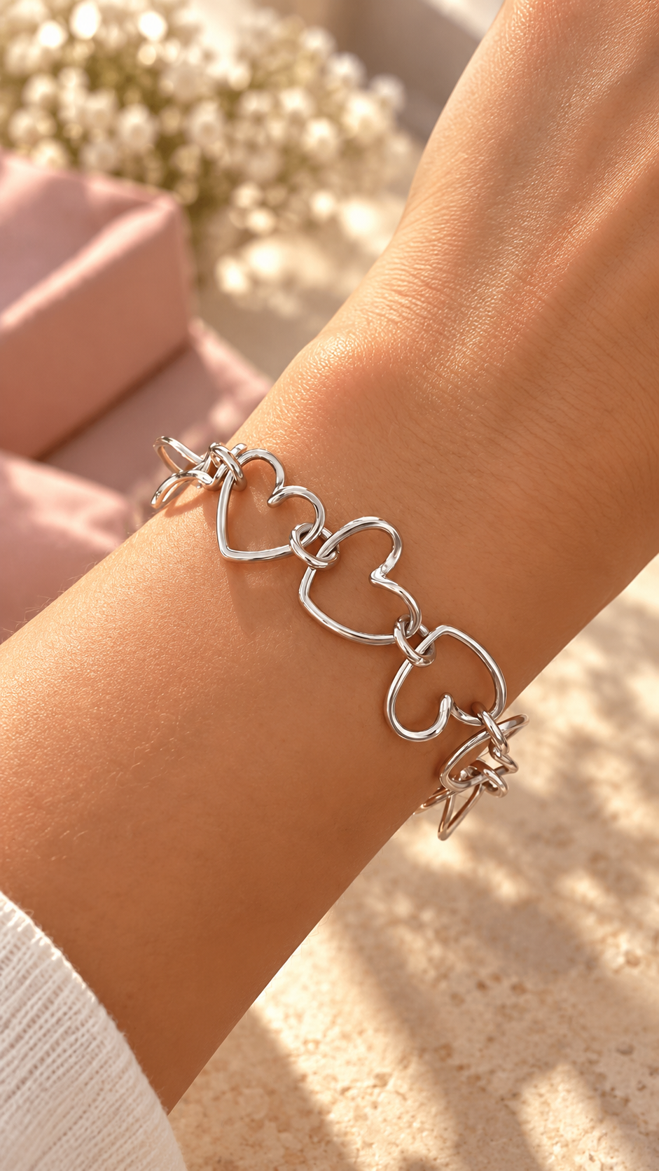 Bracciale Cuore Pop in acciaio silver con cuori traforati 