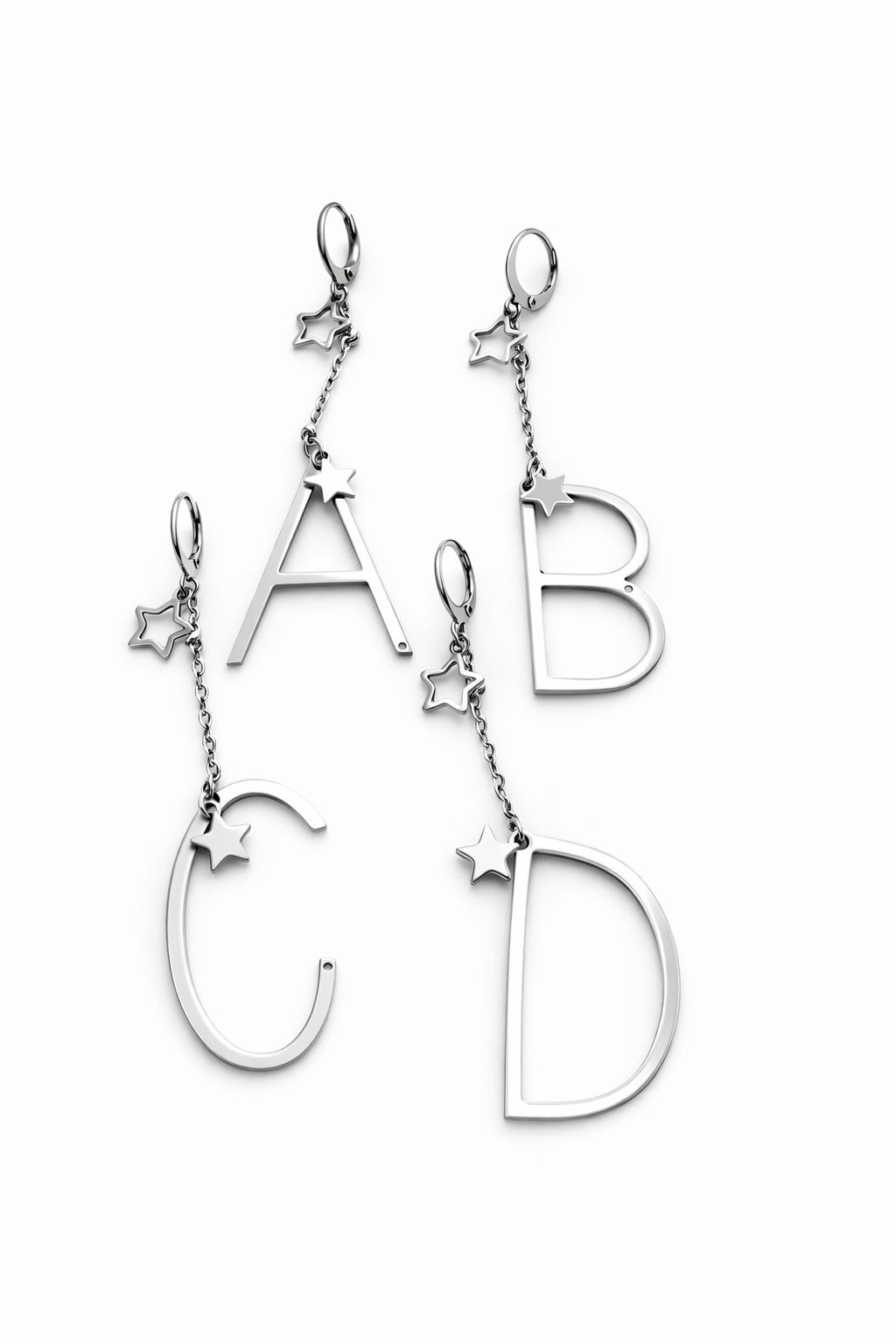 Mono orecchino LETTERA in acciaio firmato Vizio Gioielli