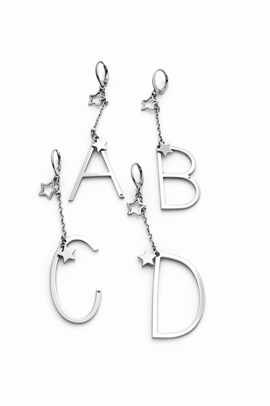 Mono orecchino LETTERA in acciaio firmato Vizio Gioielli