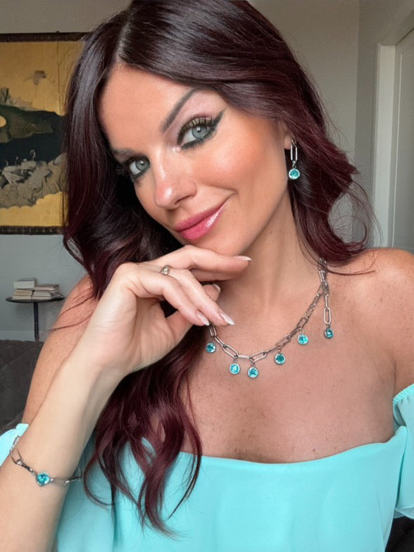 Girocollo in acciaio e cristalli azzurri firmato Vizio Gioielli