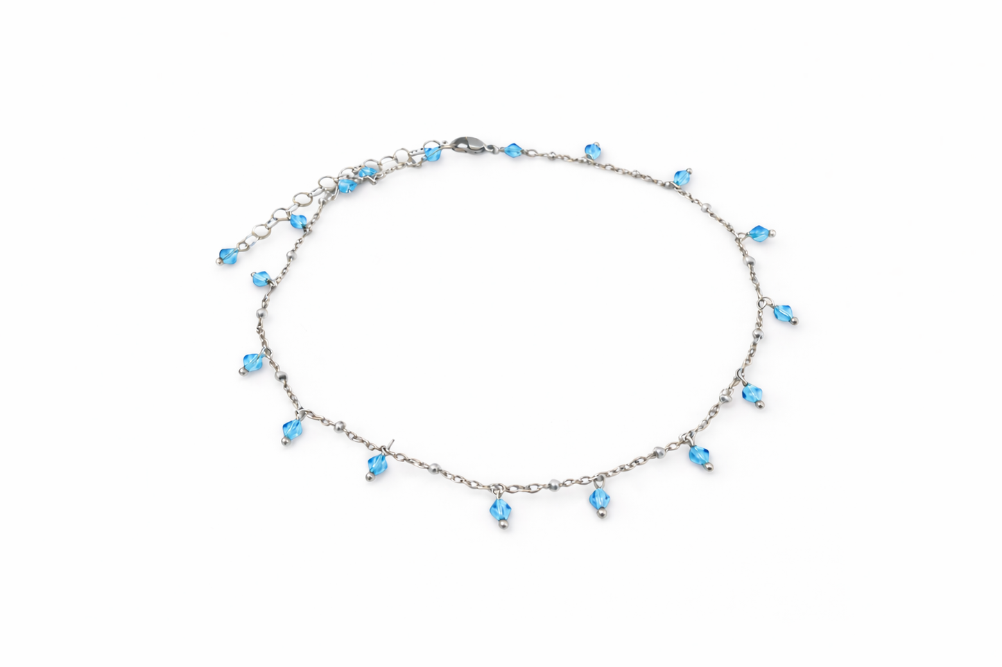 Girocollo in acciaio e cristalli Swarovski azzurri Vizio Gioielli