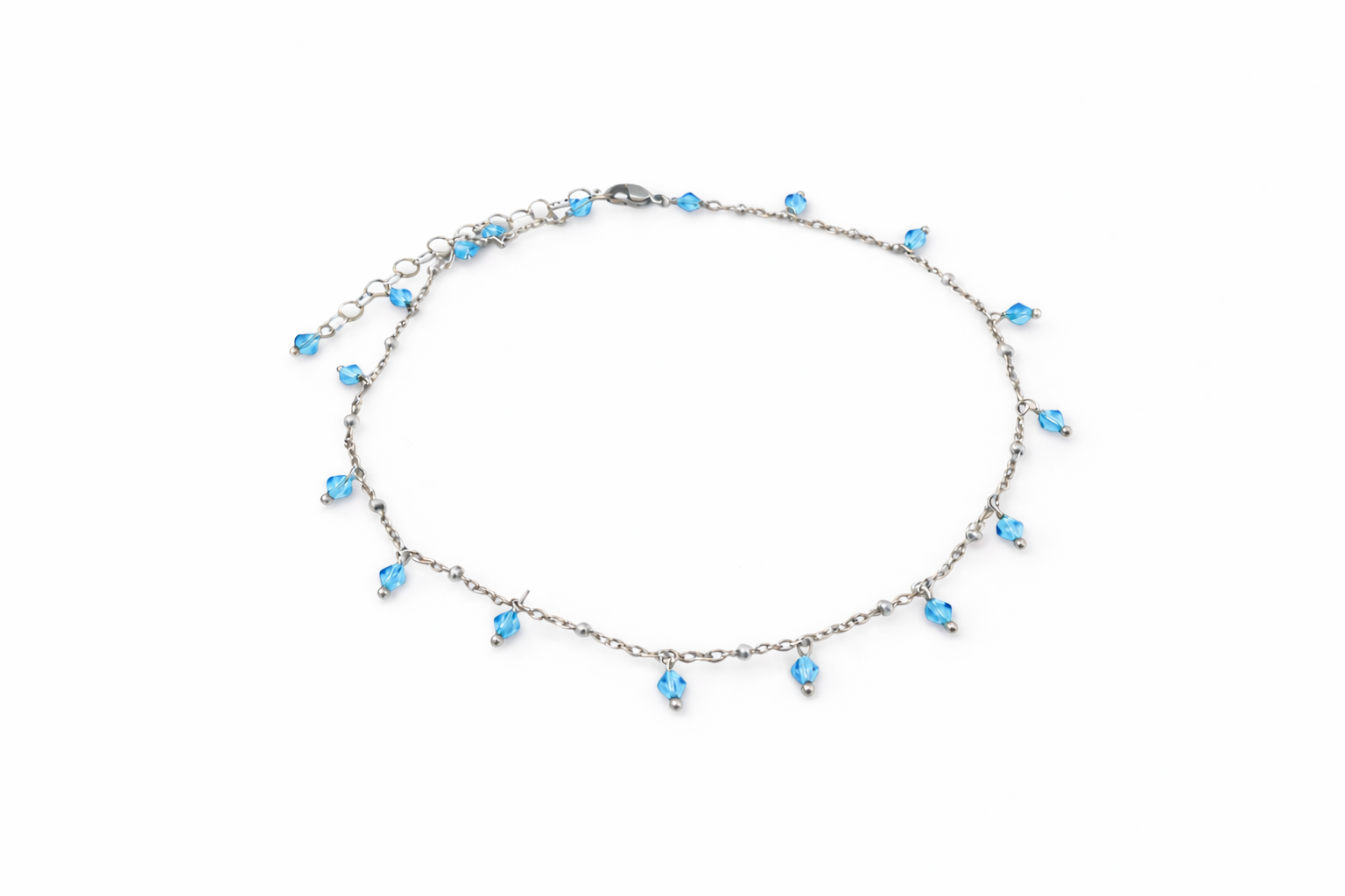 Girocollo in acciaio e cristalli Swarovski azzurri Vizio Gioielli