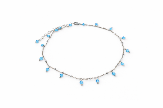 Girocollo in acciaio e cristalli Swarovski azzurri Vizio Gioielli