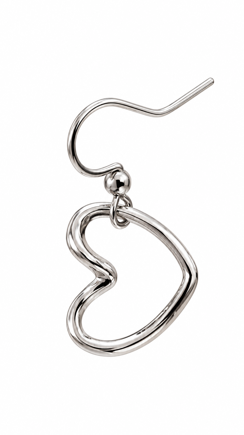 Mono orecchino Cuore Pop in acciaio silver 2 cm – Vizio Gioielli