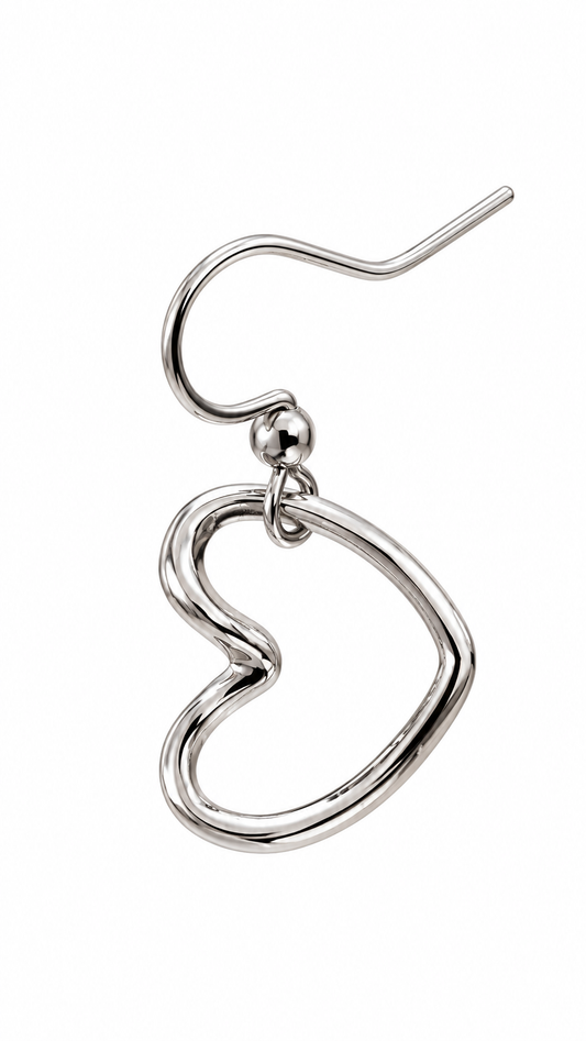 Mono orecchino Cuore Pop in acciaio silver 2 cm – Vizio Gioielli