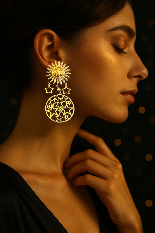 Mono orecchino in acciaio dorato