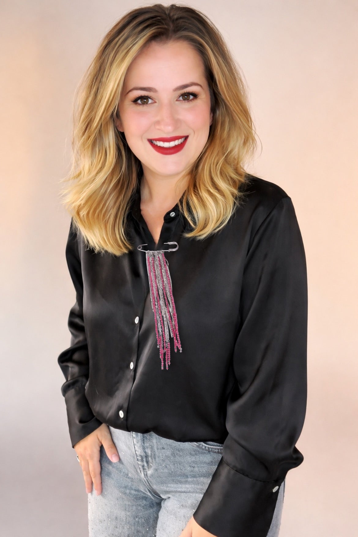 Spilla Glam Pink Cascade firmata Vizio Gioielli