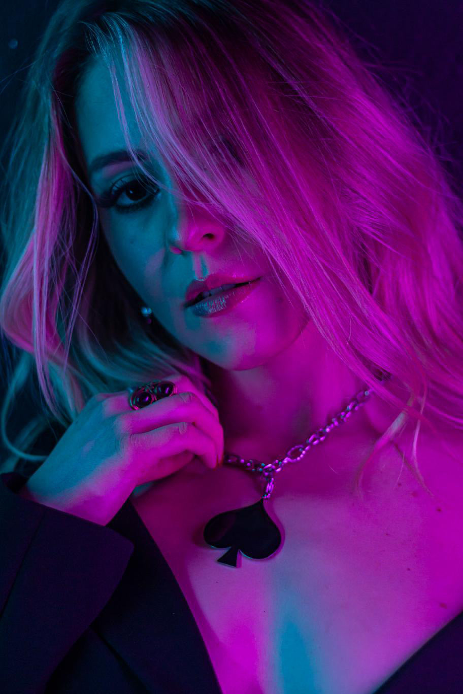 Girocollo e Ciondolo Picche in acciaio smaltato firmati Vizio Gioielli