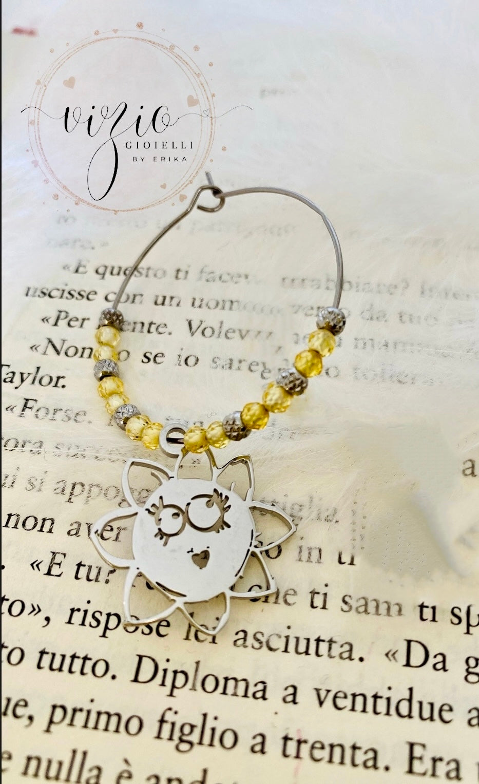 Mono orecchino in acciaio e zirconi