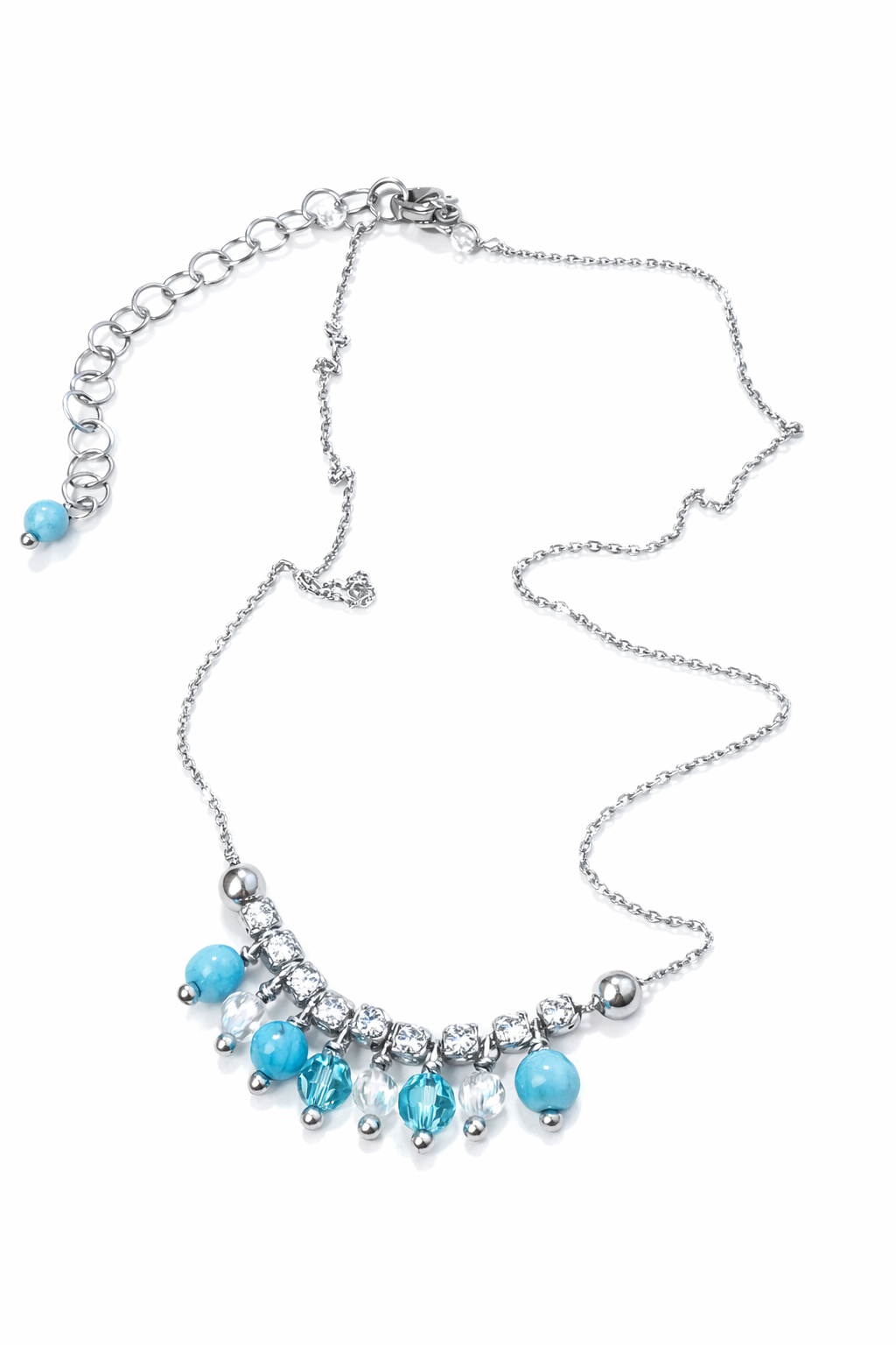 Girocollo in acciaio, howlite, cristalli  e zirconi Vizio Gioielli