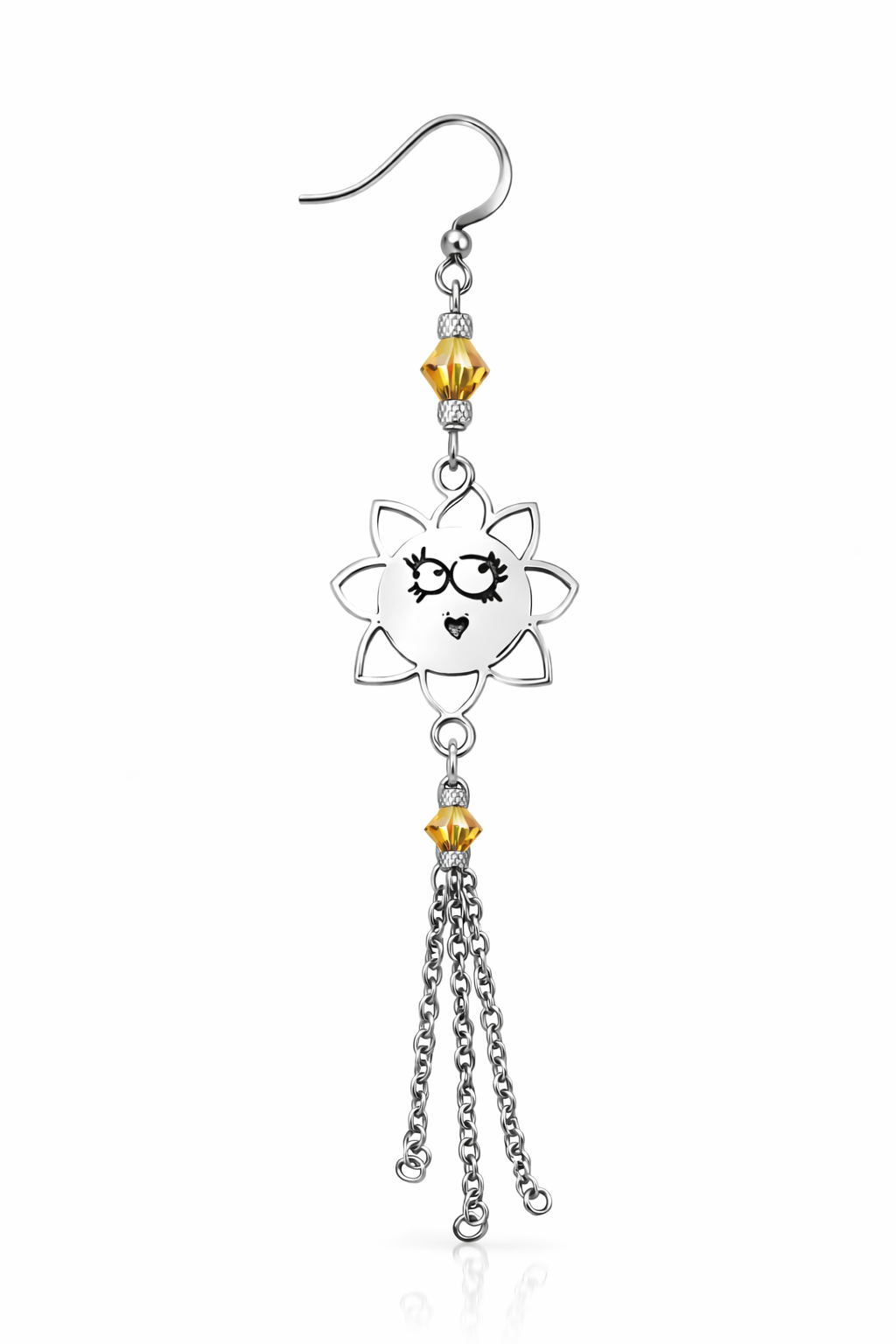 Mono orecchini in acciaio e cristalli Swarovski oro firmato Vizio Gioielli