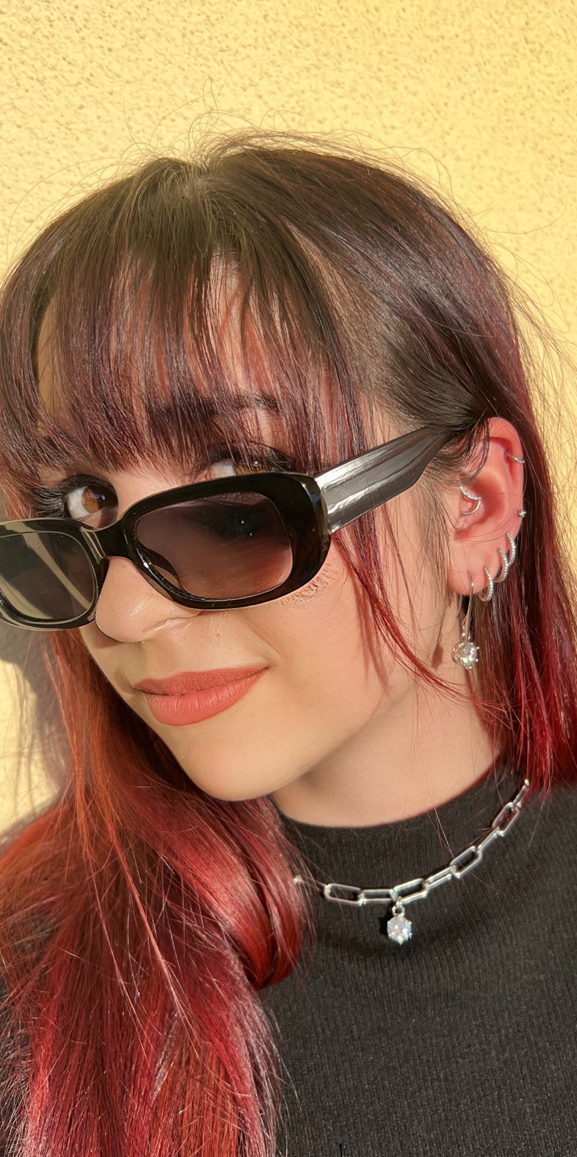 Girocollo e orecchini in acciaio e Moissanite 