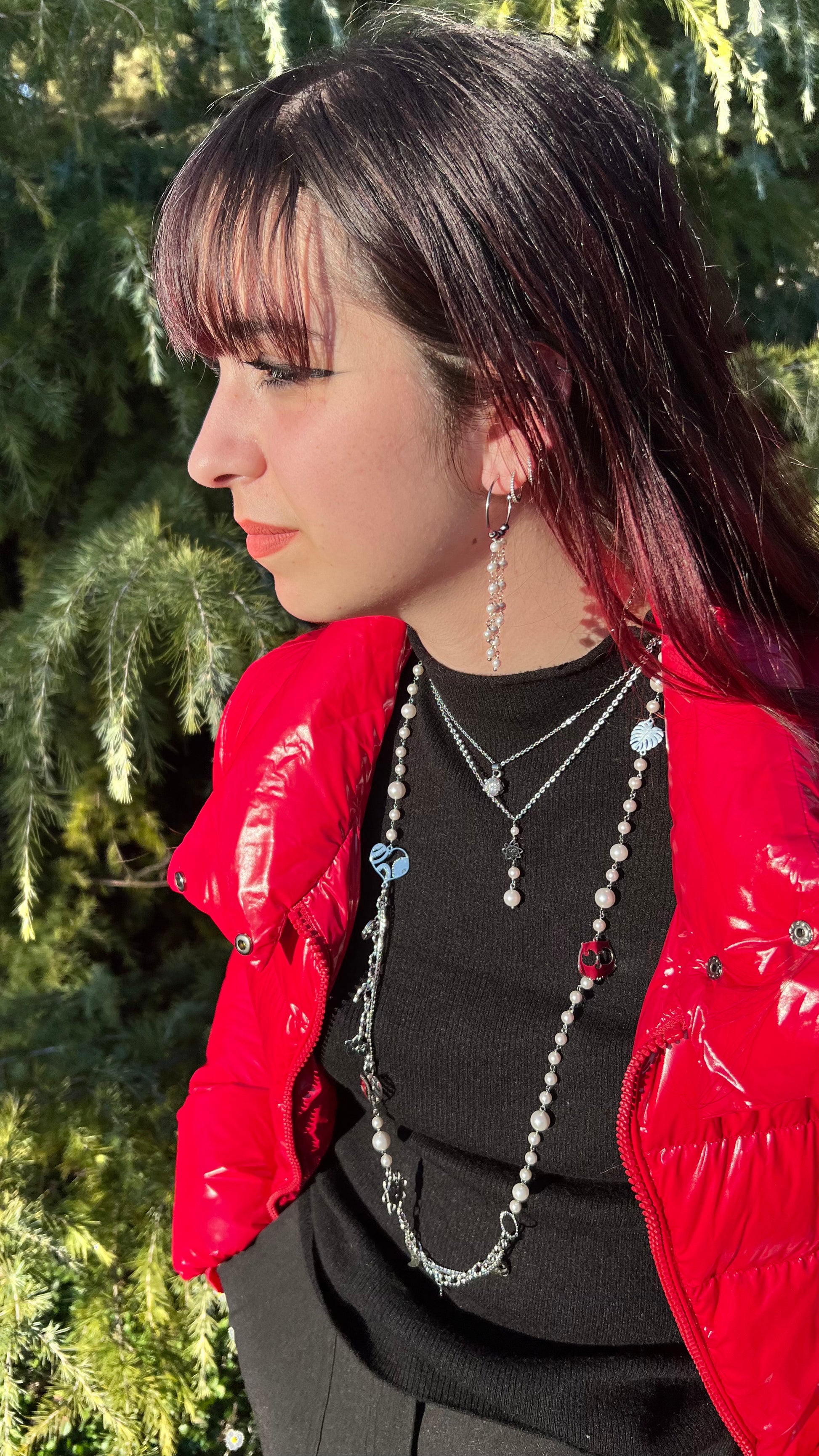 Collana in acciaio e perle di madreperla 