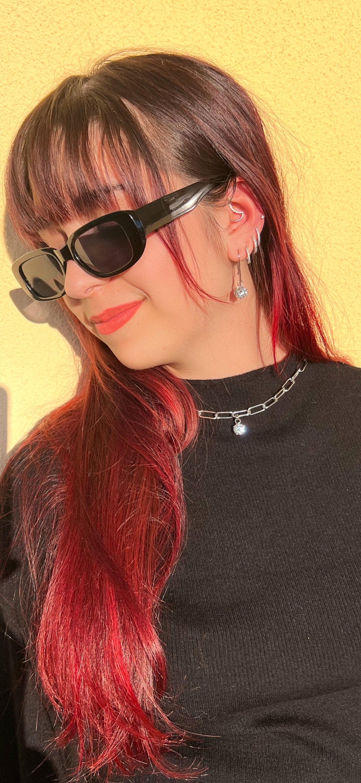 Girocollo e orecchini in acciaio e Moissanite 