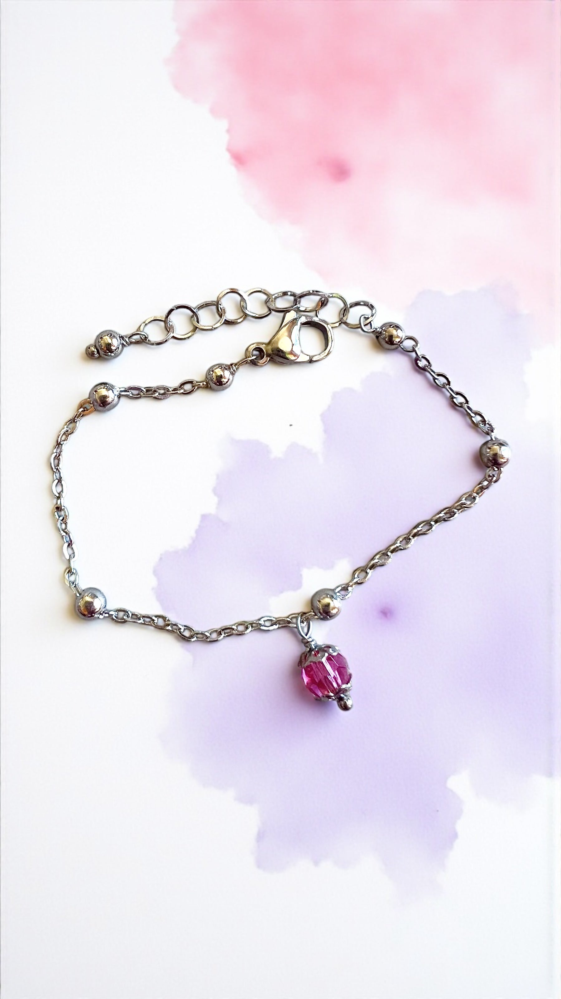 Bracciale in Acciaio con Cristallo Rosa