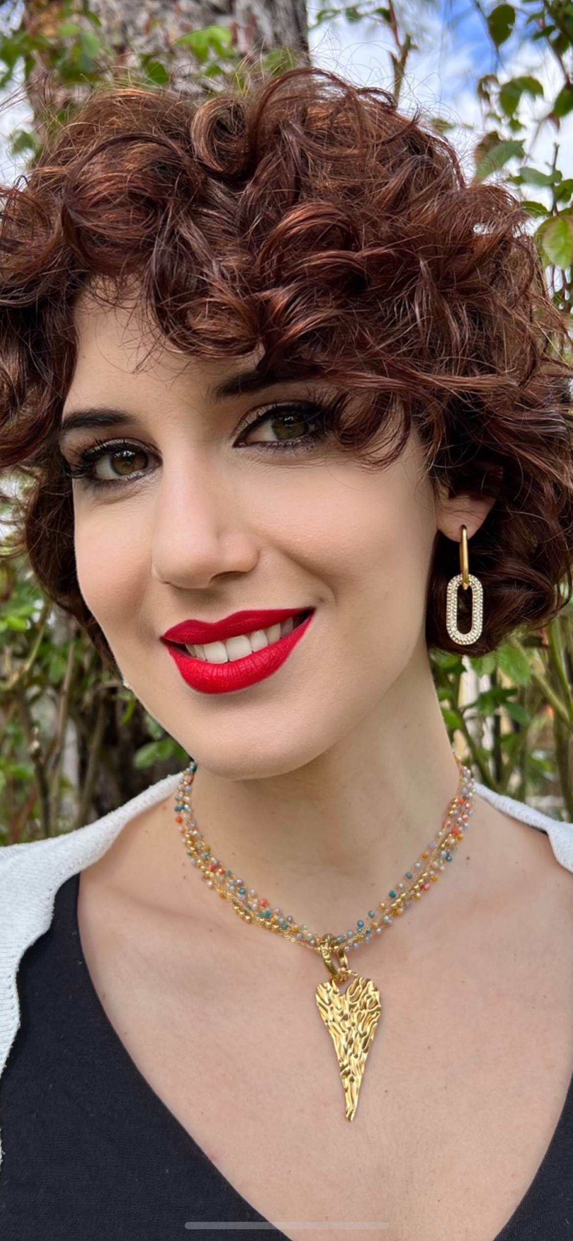 Girocollo multifilo in acciaio e cristalli con pendente cuore