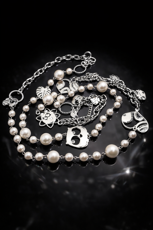 Collana in acciaio e perle di conchiglia firmata Vizio Gioielli